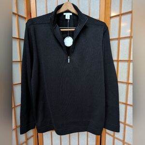 NWT Black Mid-layer 1/4 Zip Sweater | Men's Large | Polyester Pullover by Aspen